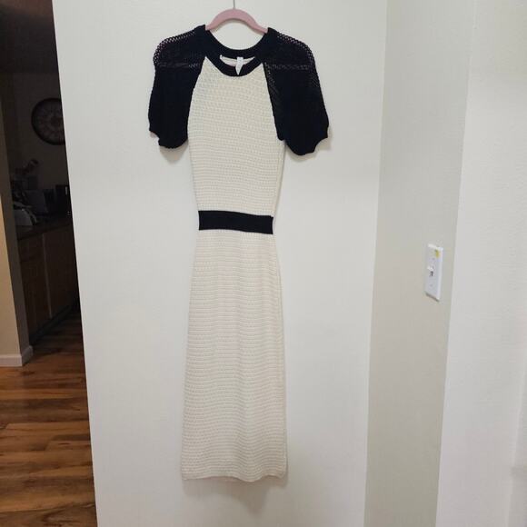 Daily Practice XS Knit Cream n Black midi/long Dress. Bodycon. Sexy. Classy Rare - Picture 9 of 16